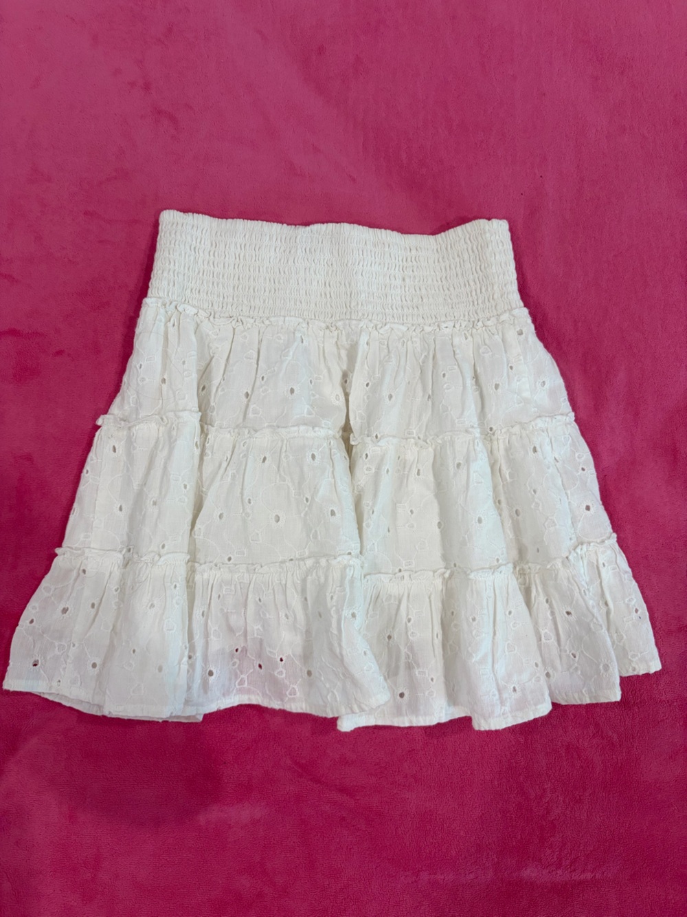 American Eagle Outfitters White Eyelet Tiered Mini Skirt